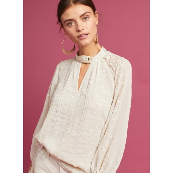 Tiny Tops - TINY Anthropologie Maud Victorian Cutout Top Embroidered Women's Small Romantic